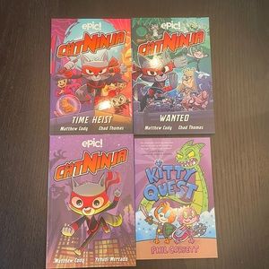 4 graphic novels- Cat Ninja 1-3 and Kitty Quest
